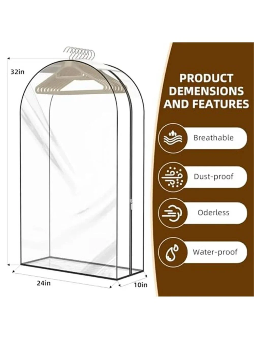 Thickened Clear Garment Bags for Hanging Clothes 4 Packs